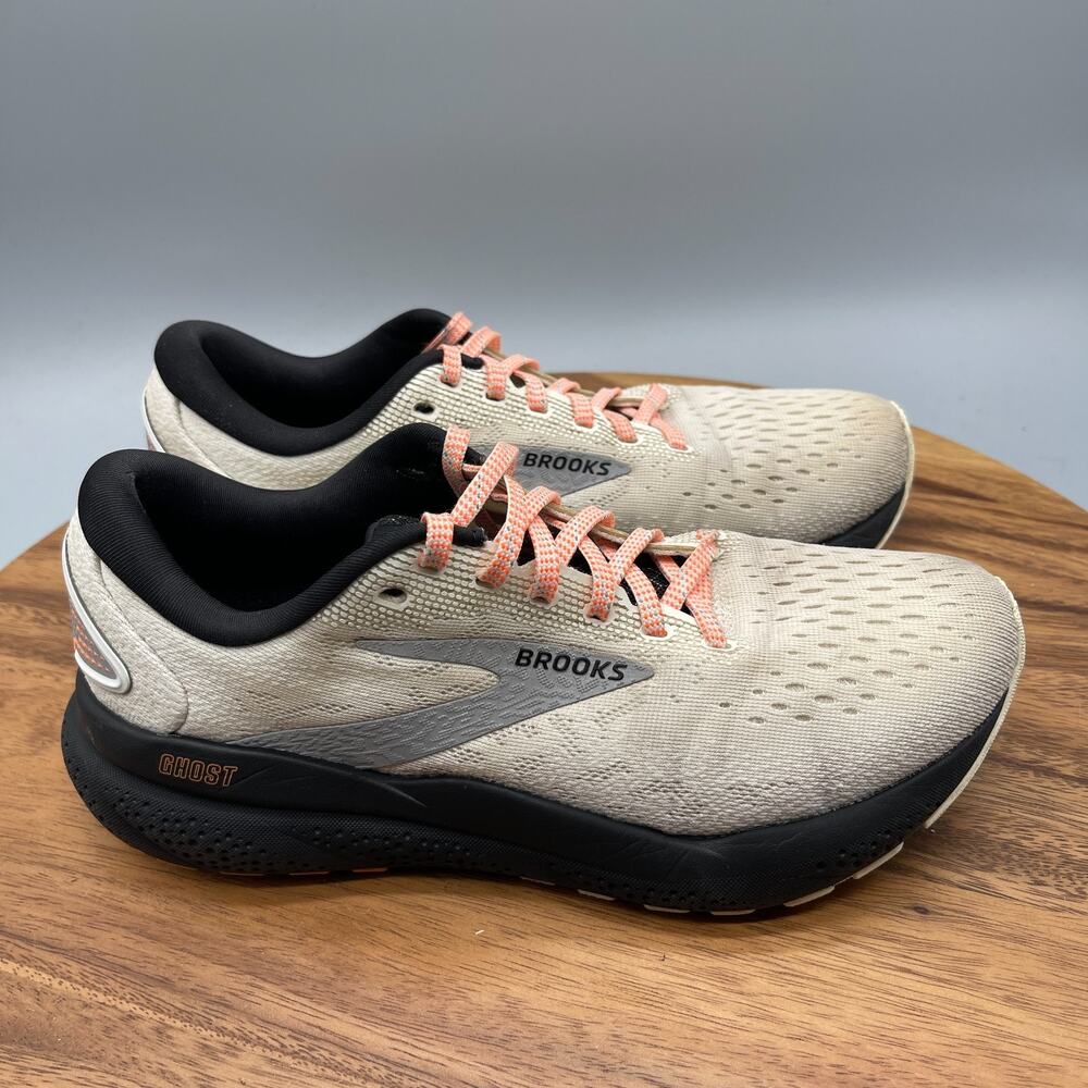 Brooks Cream and Pink Athletic Shoes